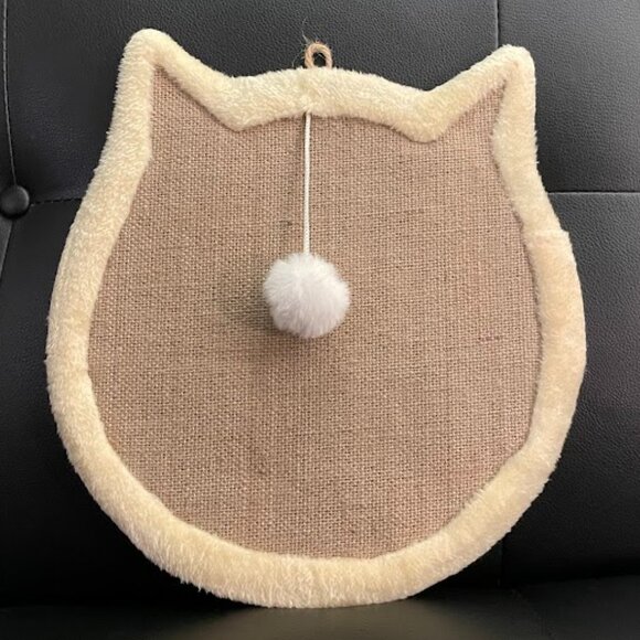 Cat Shape Cat Scratcher! Plush Fleece and Burlap, and over a foot tall.  New! - Picture 1 of 4